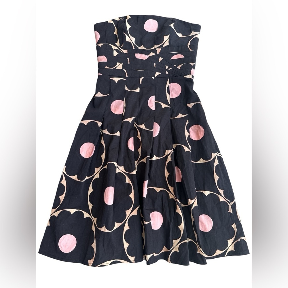 Kay Unger Classic Strapless Dress polka dot bold floral